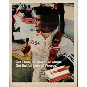 1972 Viceroy cigarettes Vintage Print Ad Vel's Parnelli Jones racing team (L22)